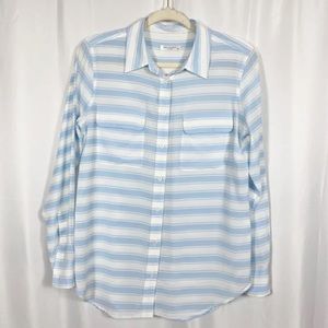 Equipment signature femme silk shirt: light blue and white stripes